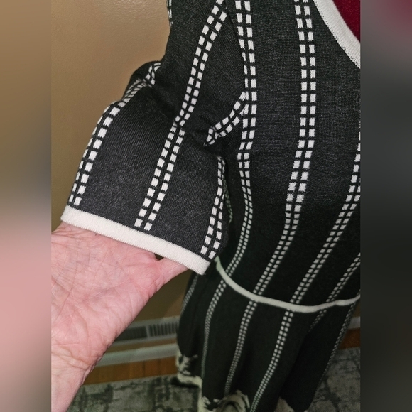 Established 1962 Black/Ivory SOFT KNIT SWEATER DRESS Day/Evening Fall Winter M - Picture 2 of 7